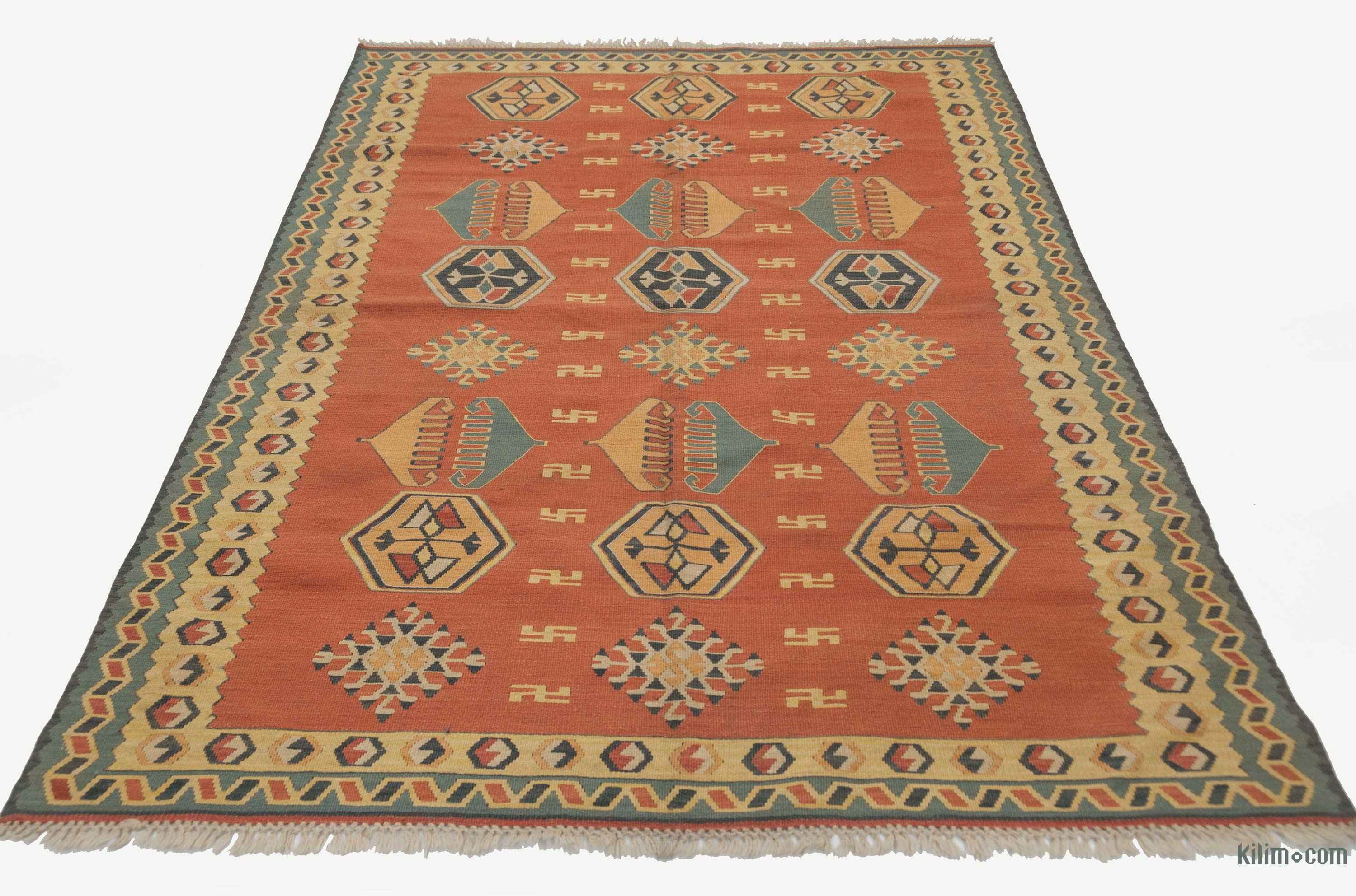 K0004073 Orange New Turkish Kilim Rug