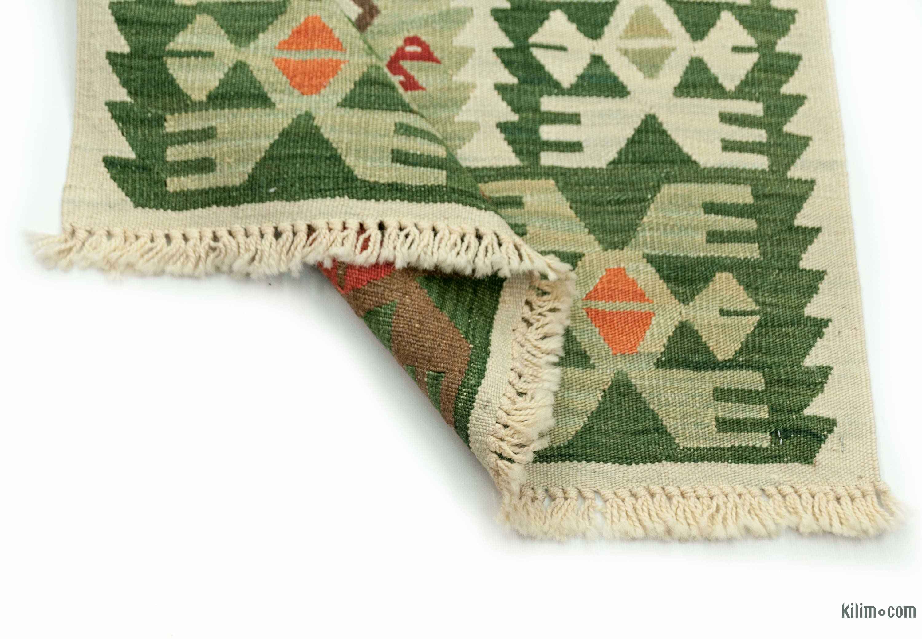 K0006560 Green New Turkish Kilim Runner NESA Kilim Rugs, Overdyed