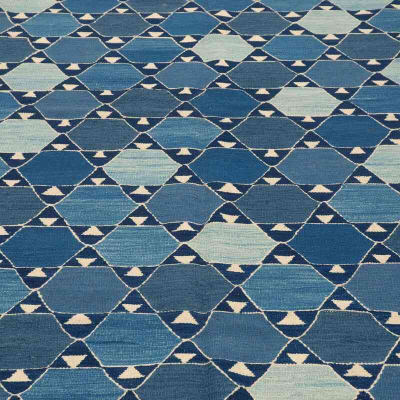 K0008675 Blue, Light Blue New Turkish Kilim Rug Kilim Rugs, Overdyed