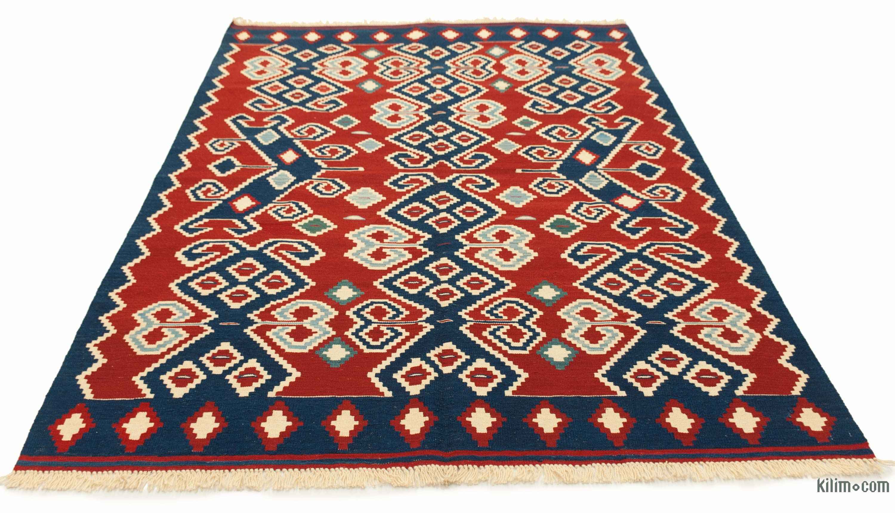K0008836 Red New Turkish Kilim Rug 6' x 7'11" (72 in. x 95 in.)
