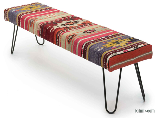 Kilim Bench with Hairpin Legs