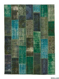Over-dyed Turkish patchwork rug