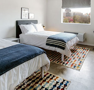 New Turkish kilim rugs in hotel room
