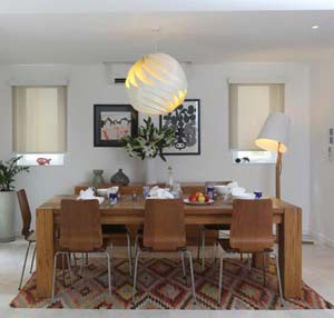 Kilim rug in dining room
