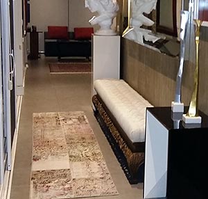 Patchwork runner rug in the hallway