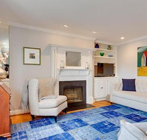Over-dyed Turkish Vintage Rug in Living Room