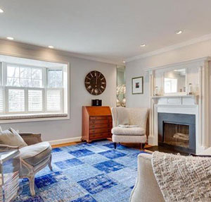 Over-dyed Turkish Vintage Rug in Living Room
