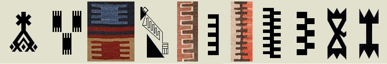 Hand, finger, comb kilim motifs