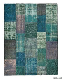 Over-dyed Turkish patchwork rug