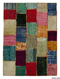 Over-dyed Turkish patchwork rug
