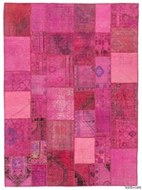 Over-dyed Turkish patchwork rug