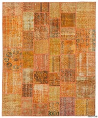 Over-dyed Turkish patchwork rug