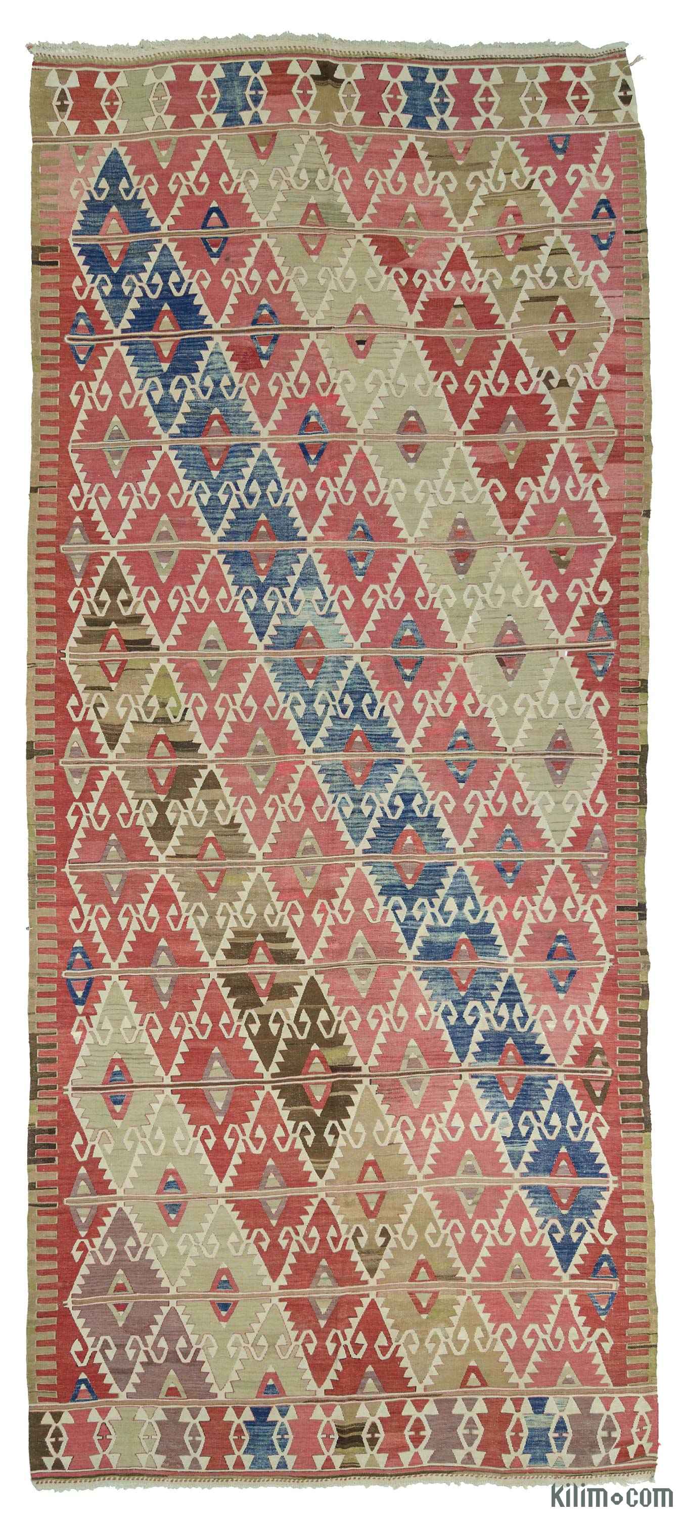 Pink, Red Antique Sivrihisar Kilim