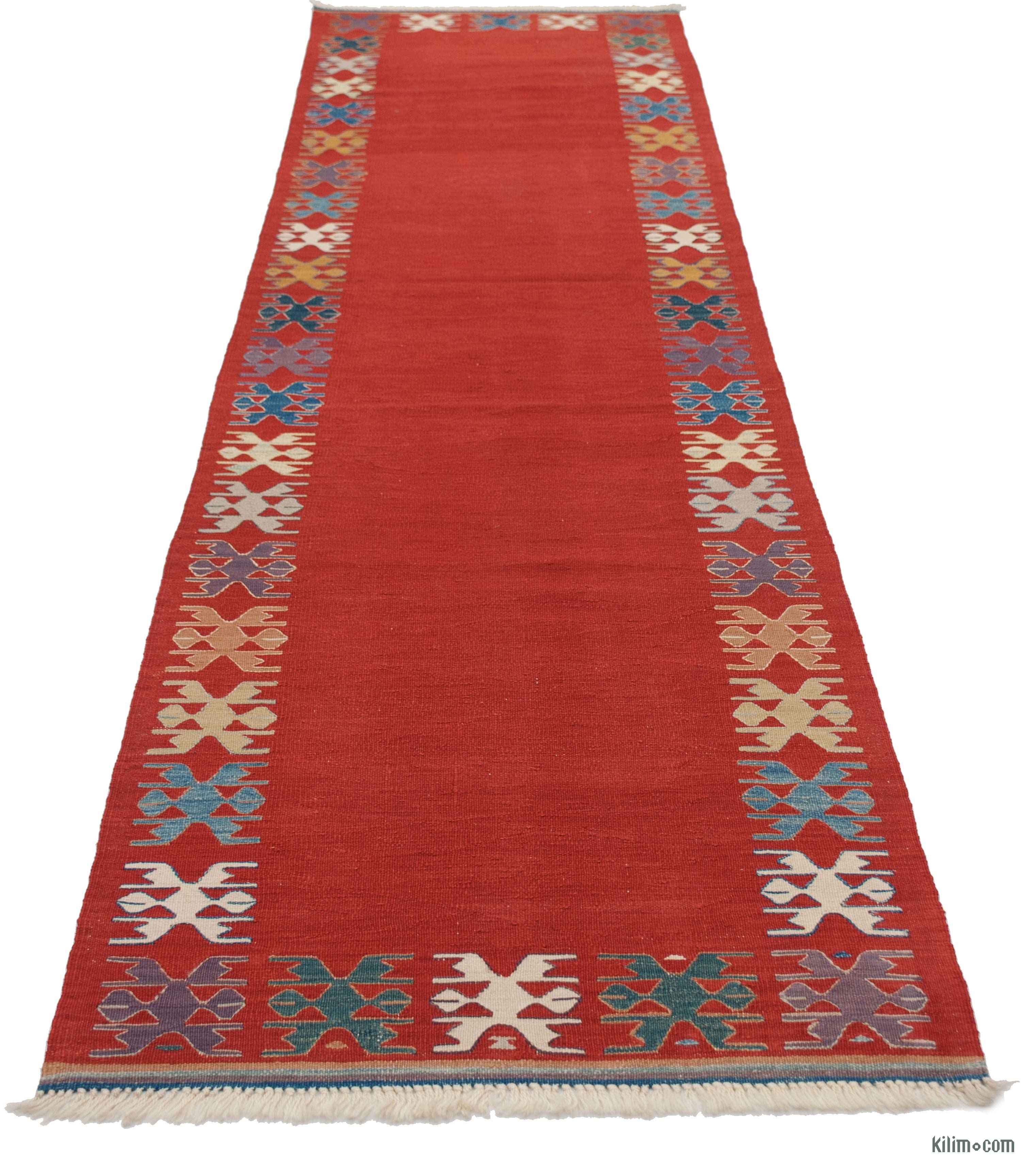 K0003859 Red New Turkish Kilim Runner Rug