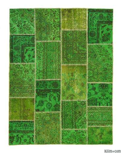 Over-dyed Turkish patchwork rug