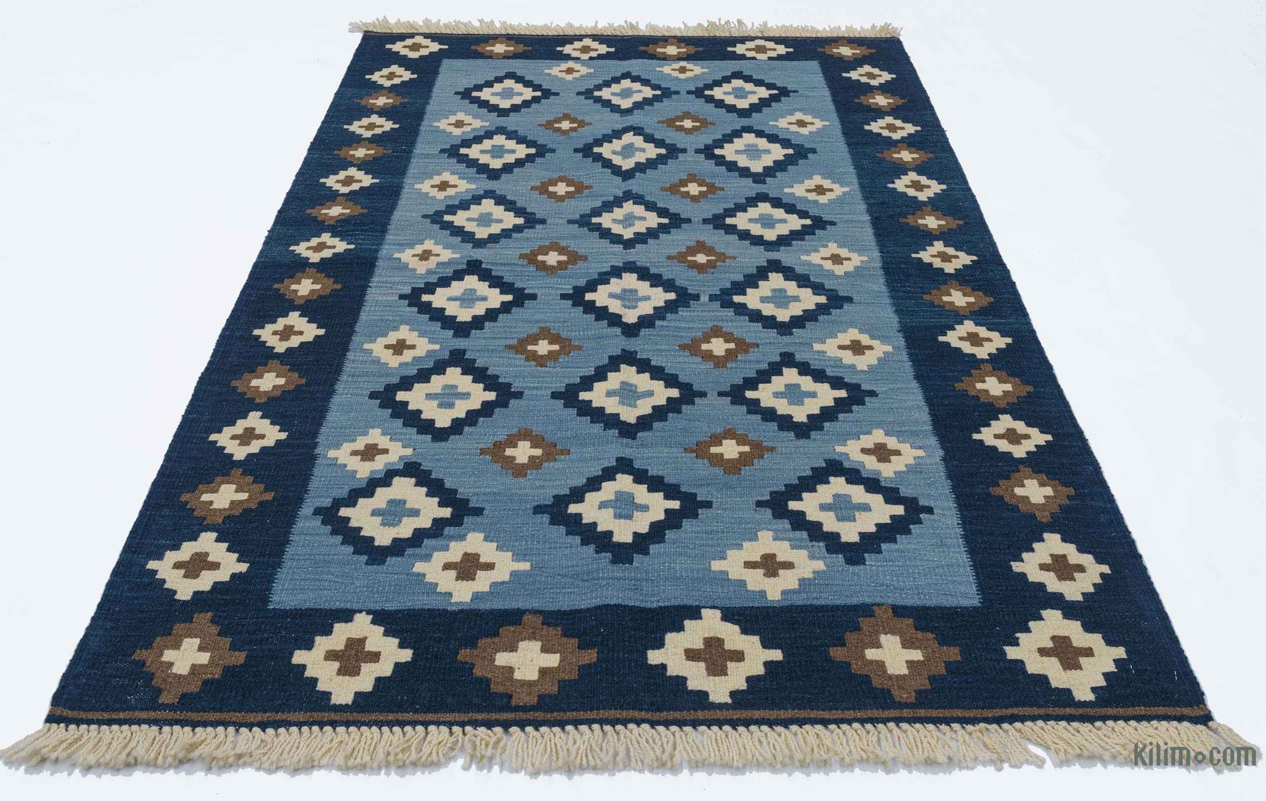 K0005545 Blue, Light Blue New Turkish Kilim Rug