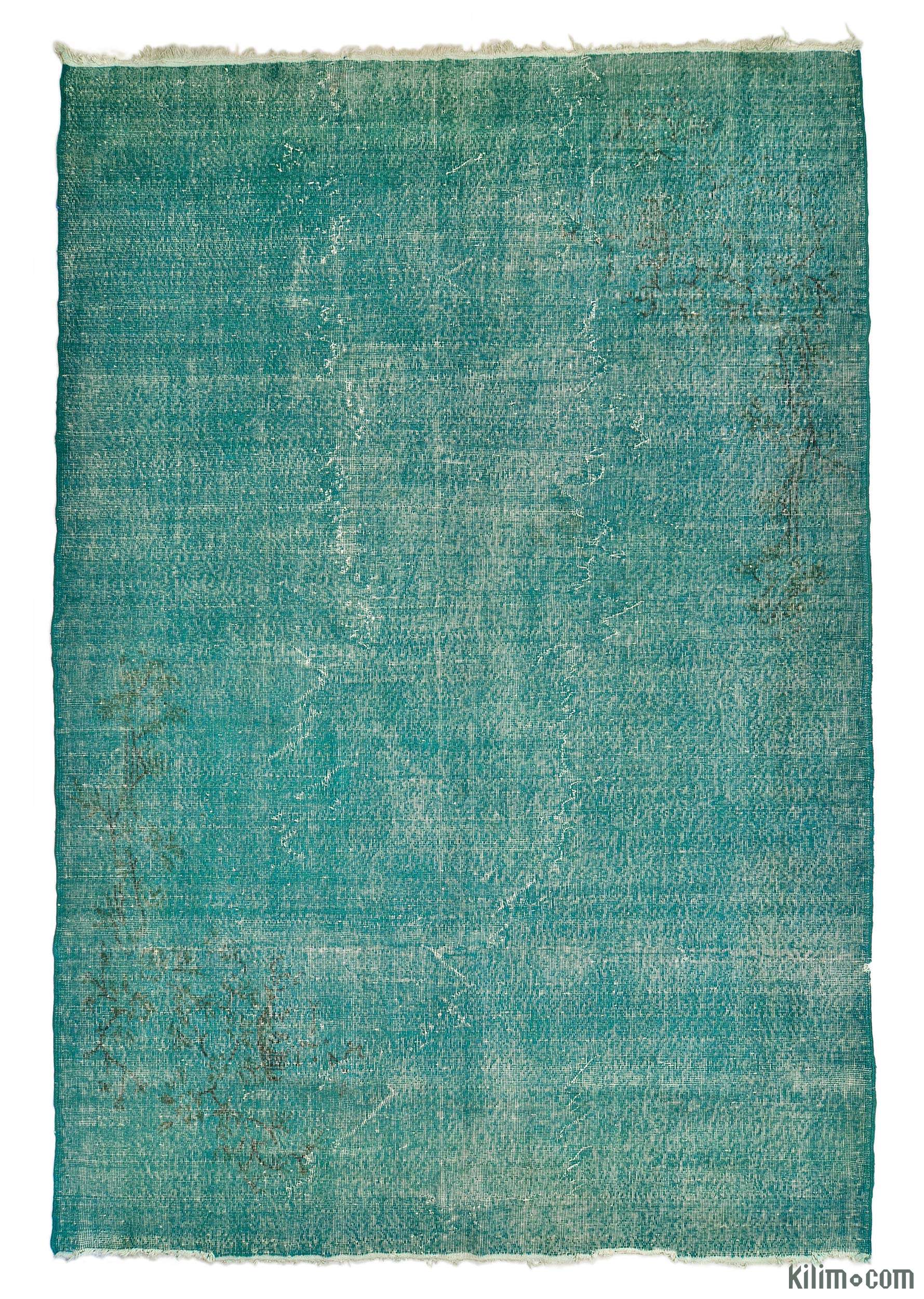 K0005683 Turquoise Overdyed Turkish Vintage Rug Turquoise Overdyed Turkish Vintage Rug
