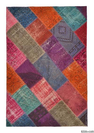 Over-dyed Turkish patchwork rug