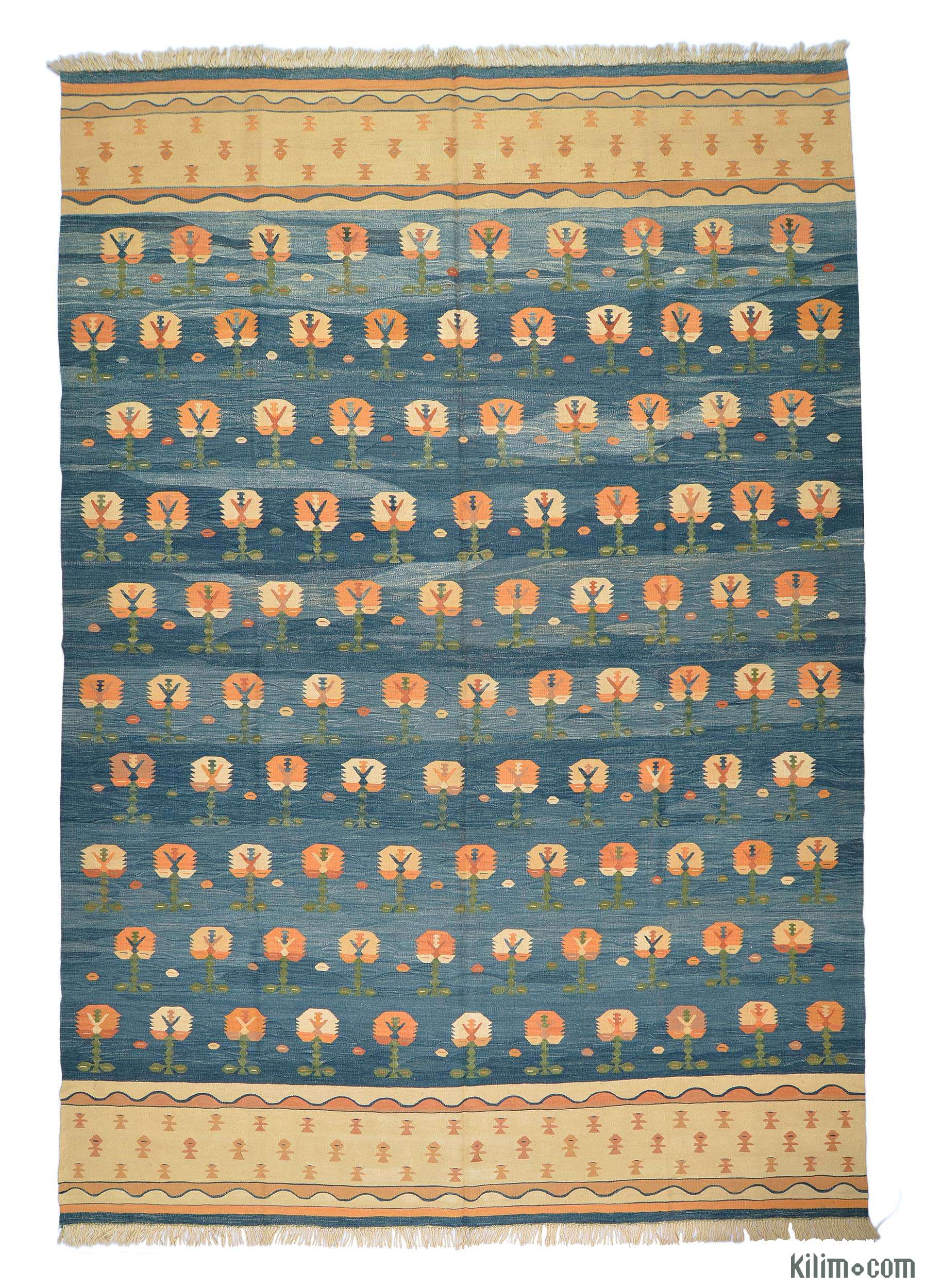 K0005818 Light Blue New Turkish Kilim Rug Miletus Light Blue New Turkish Kilim Rug Miletus