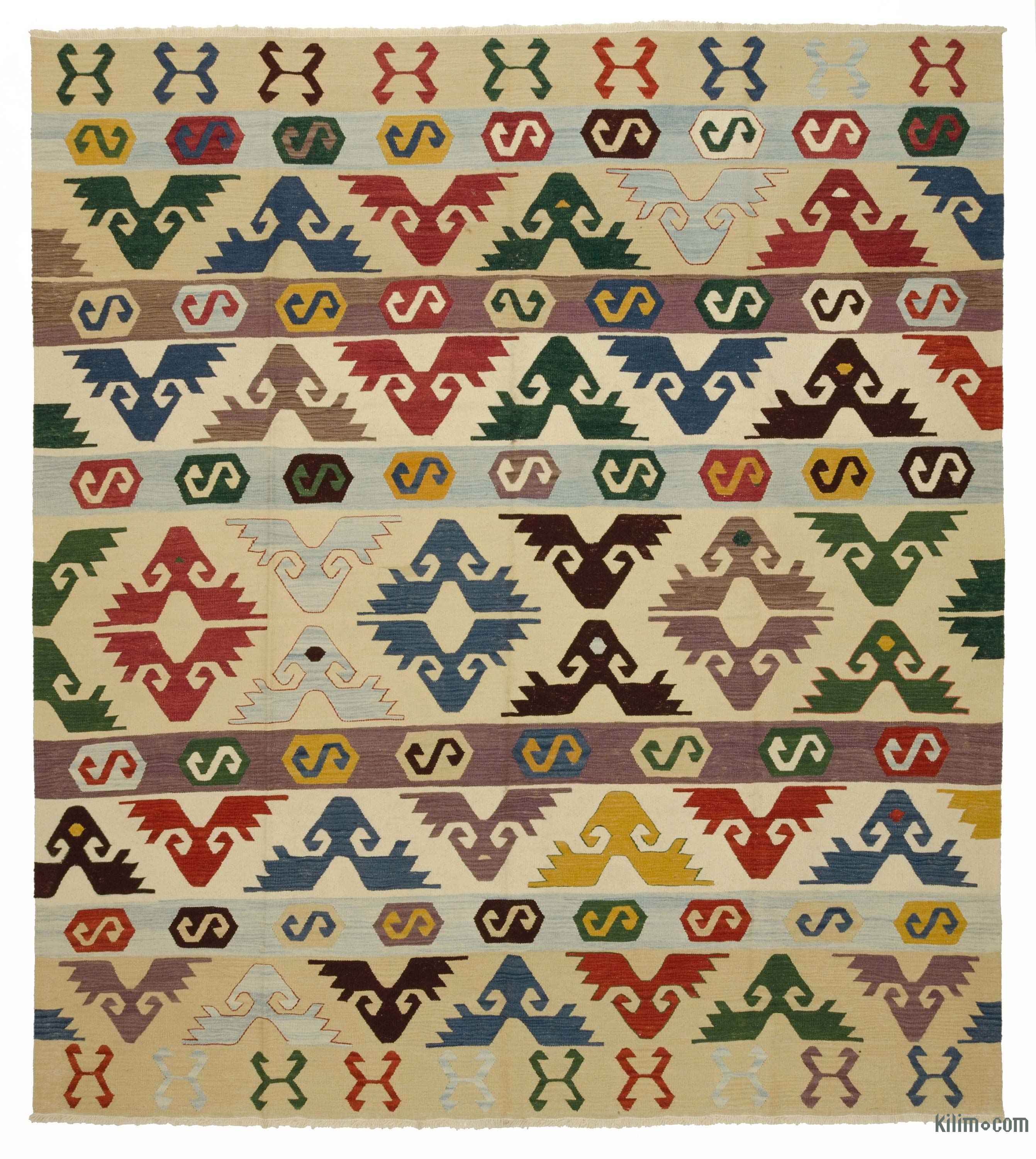 K0005819 Beige Multicolor New Turkish Kilim Rug Beige Multicolor New Turkish Kilim Rug