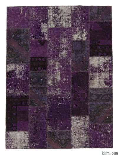 Over-dyed Turkish patchwork rug
