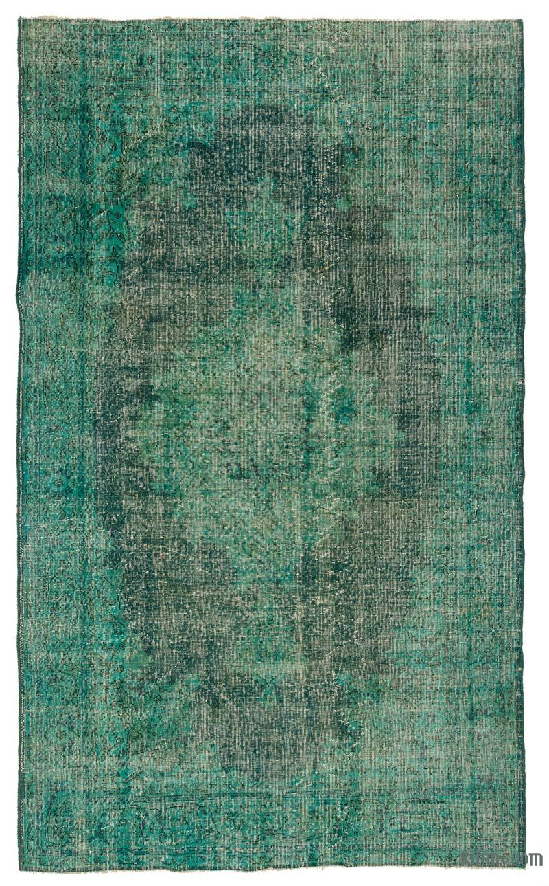 K0006171 Green Overdyed Turkish Vintage Rug 5'6'' x 9'1'' (66 in. x