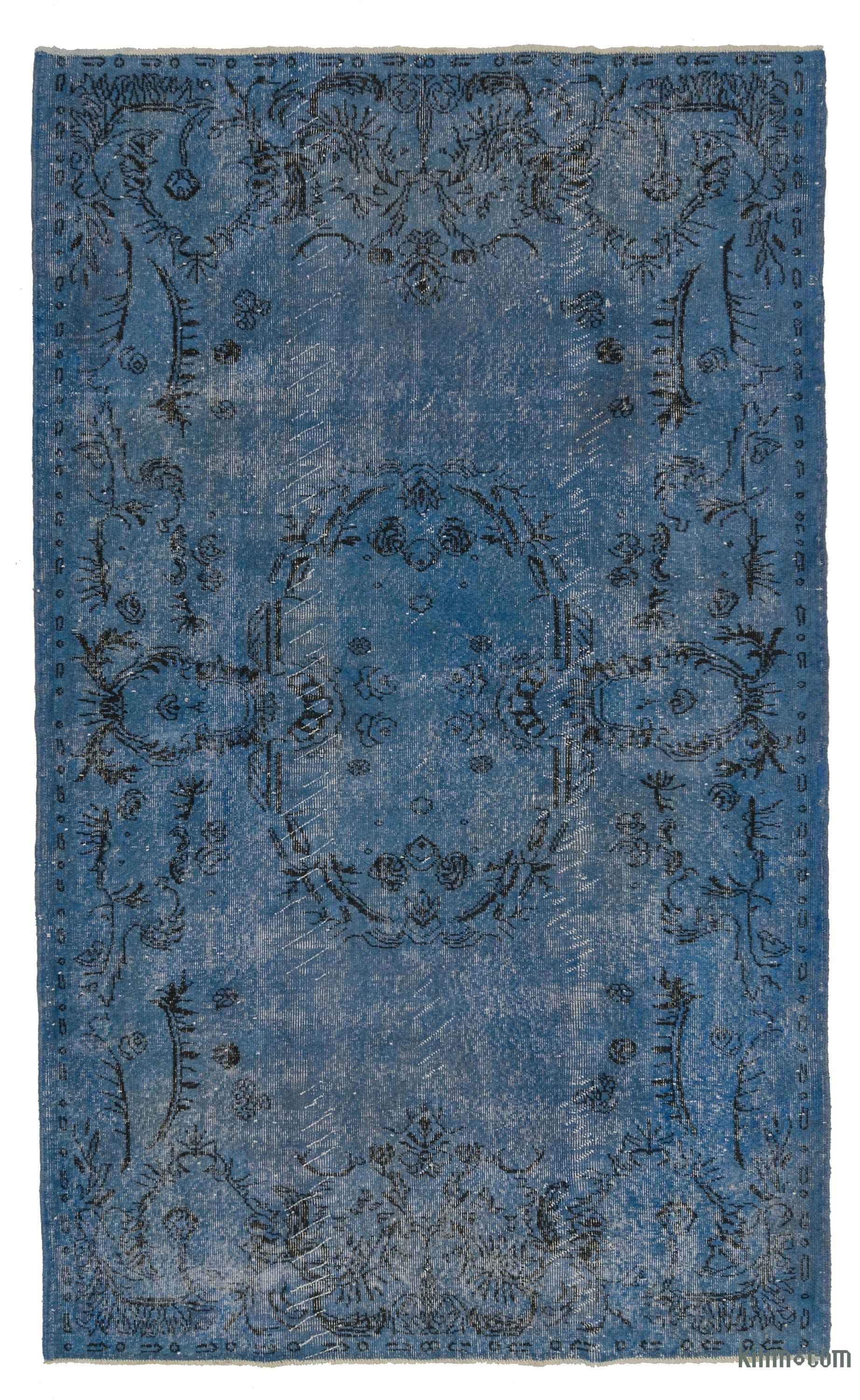 K0006174 Blue Overdyed Turkish Vintage Rug