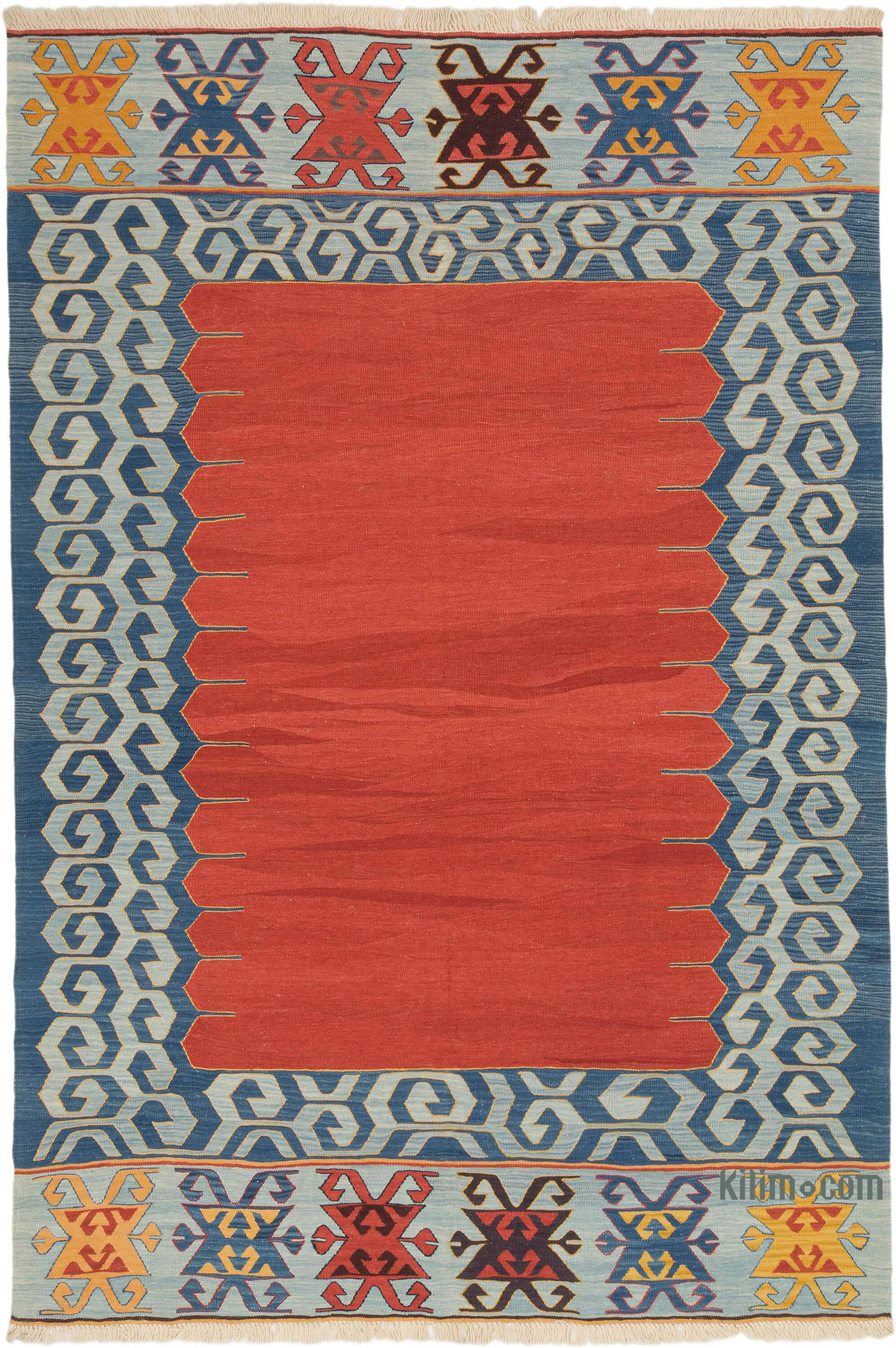 K0008692 Red New Handwoven Turkish Kilim Rug 6'6" x 9'8" (78 in. x