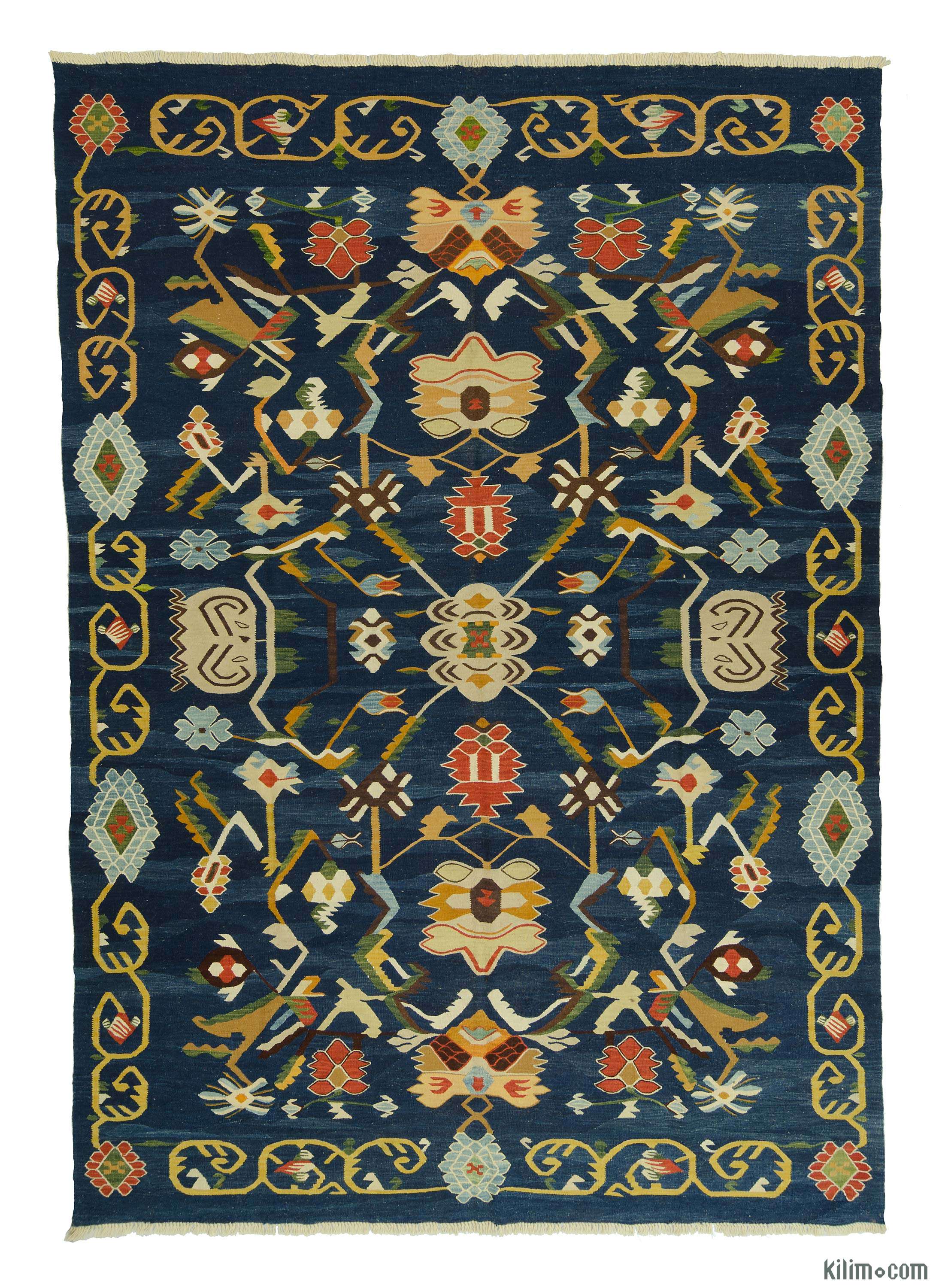 K0008696 Blue New Turkish Kilim Rug