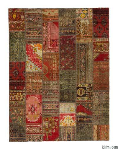 Over-dyed Turkish patchwork rug