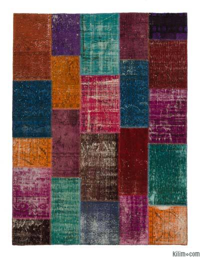 Over-dyed Turkish patchwork rug