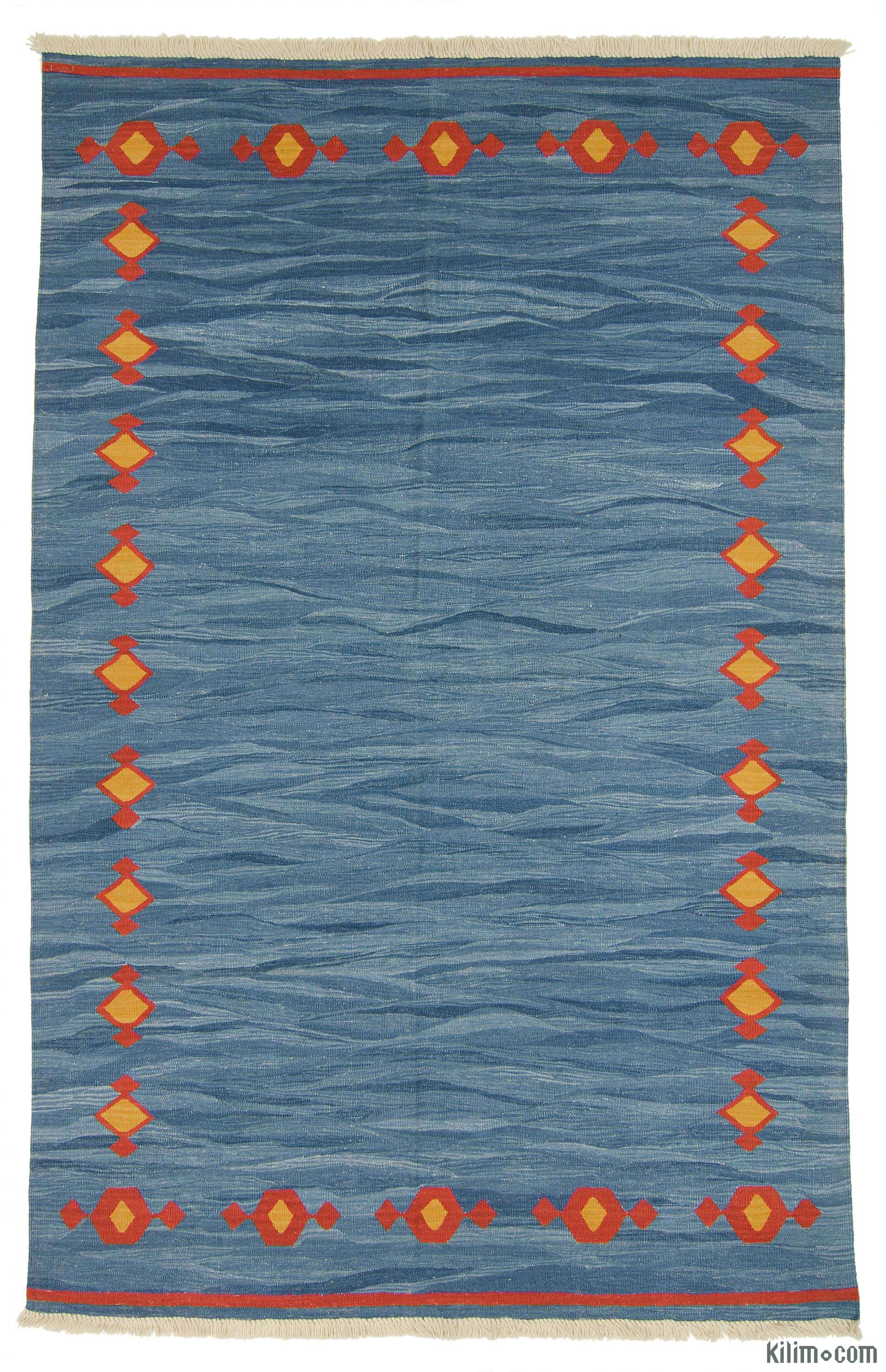 K0009556 Light Blue New Handwoven Turkish Kilim Rug