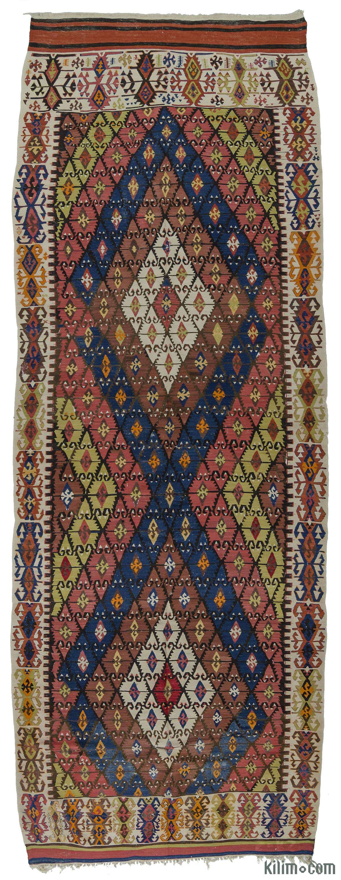 K0009715 Multicolor, Blue Antique Sivrihisar Kilim Rug