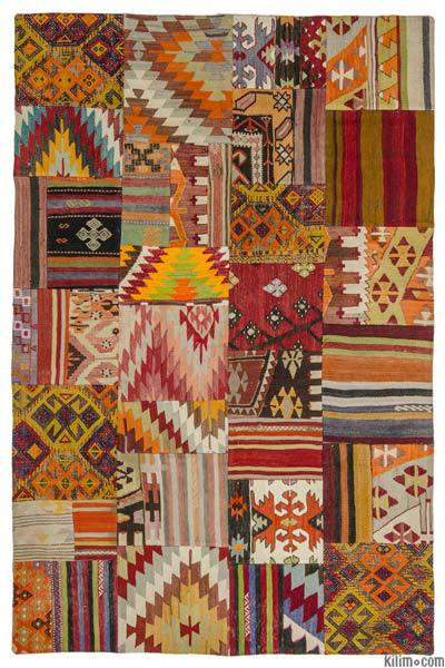 Over-dyed Turkish patchwork rug