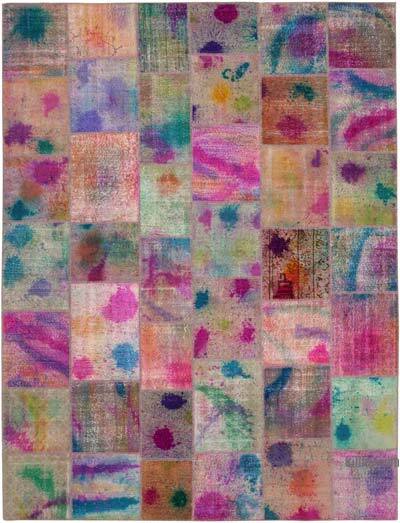 Over-dyed Turkish patchwork rug