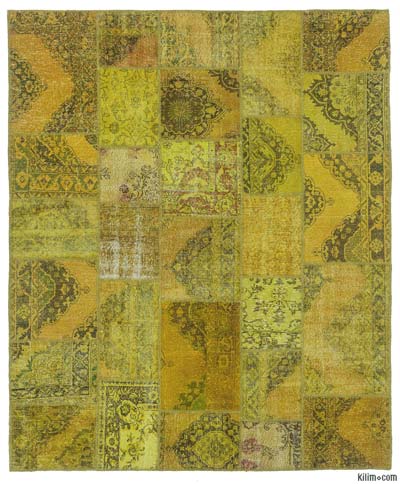 Over-dyed Turkish patchwork rug