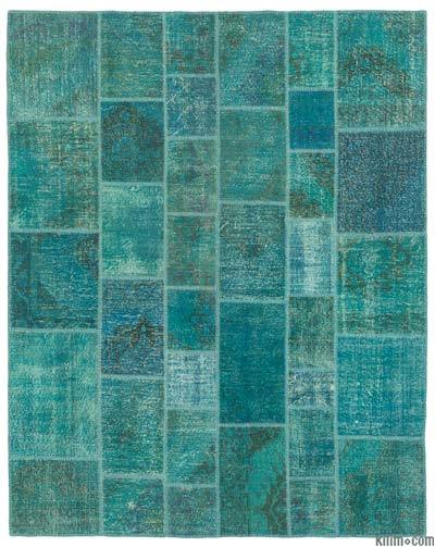Over-dyed Turkish kilim patchwork rug