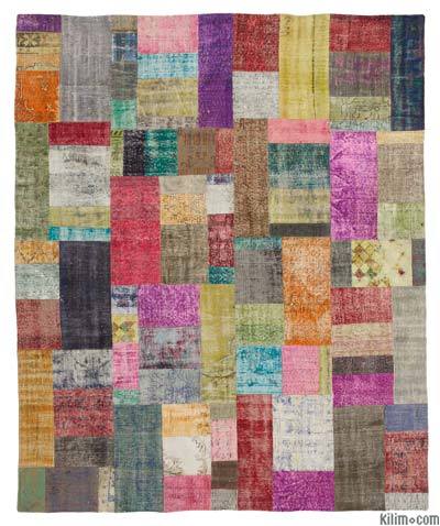 Over-dyed Turkish patchwork rug