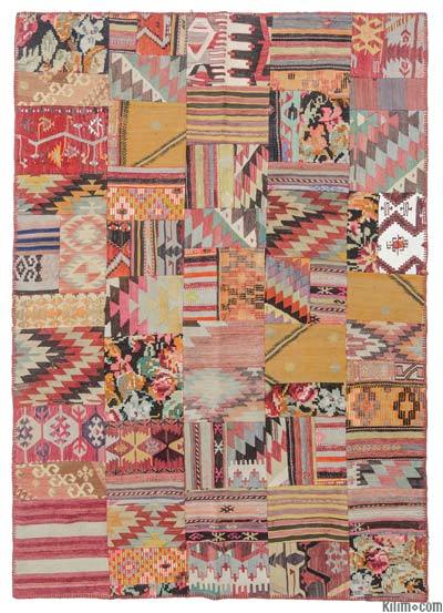 Over-dyed Turkish patchwork rug