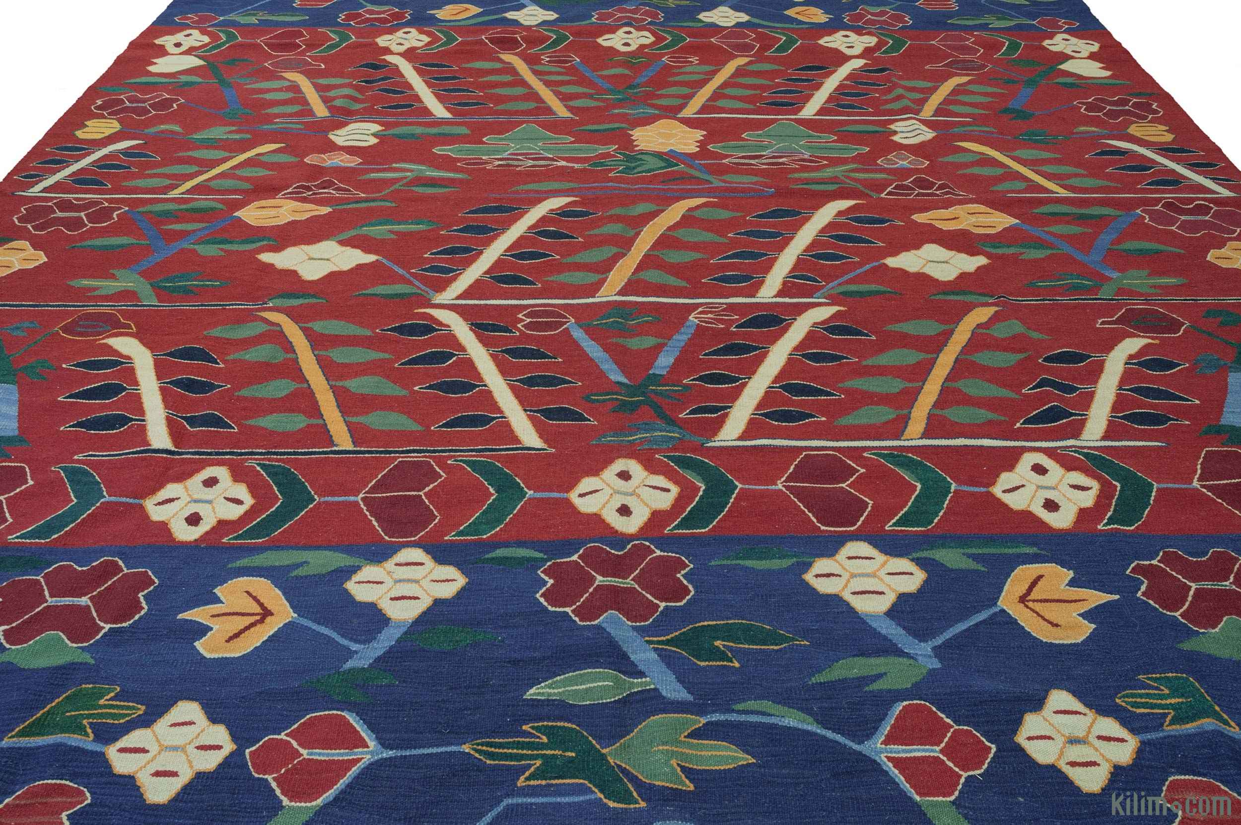 K0012415 Red Blue New Turkish Kilim Rug Com The Source For Red Blue New Turkish Kilim Rug