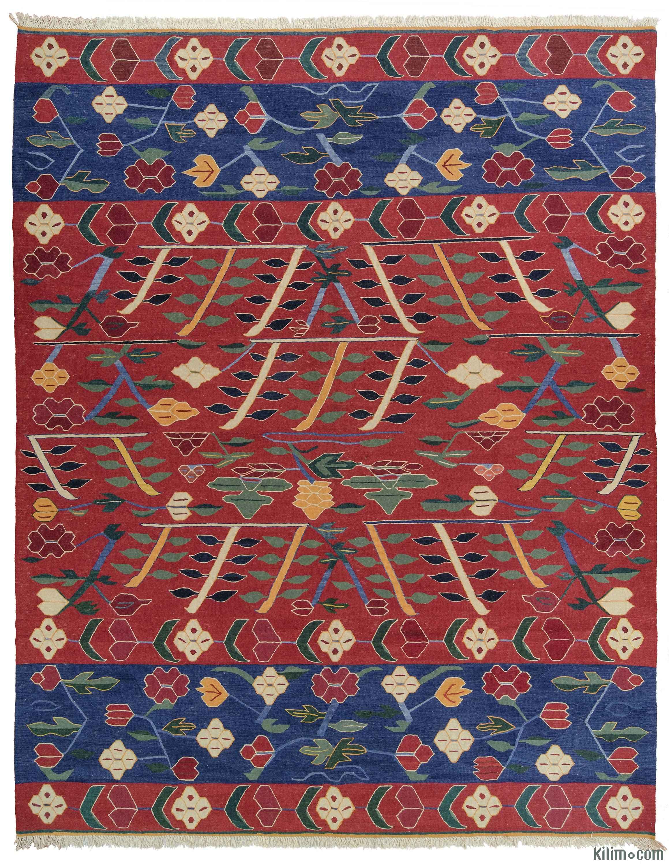 K0012415 Red Blue New Turkish Kilim Rug Com The Source For Red Blue New Turkish Kilim Rug