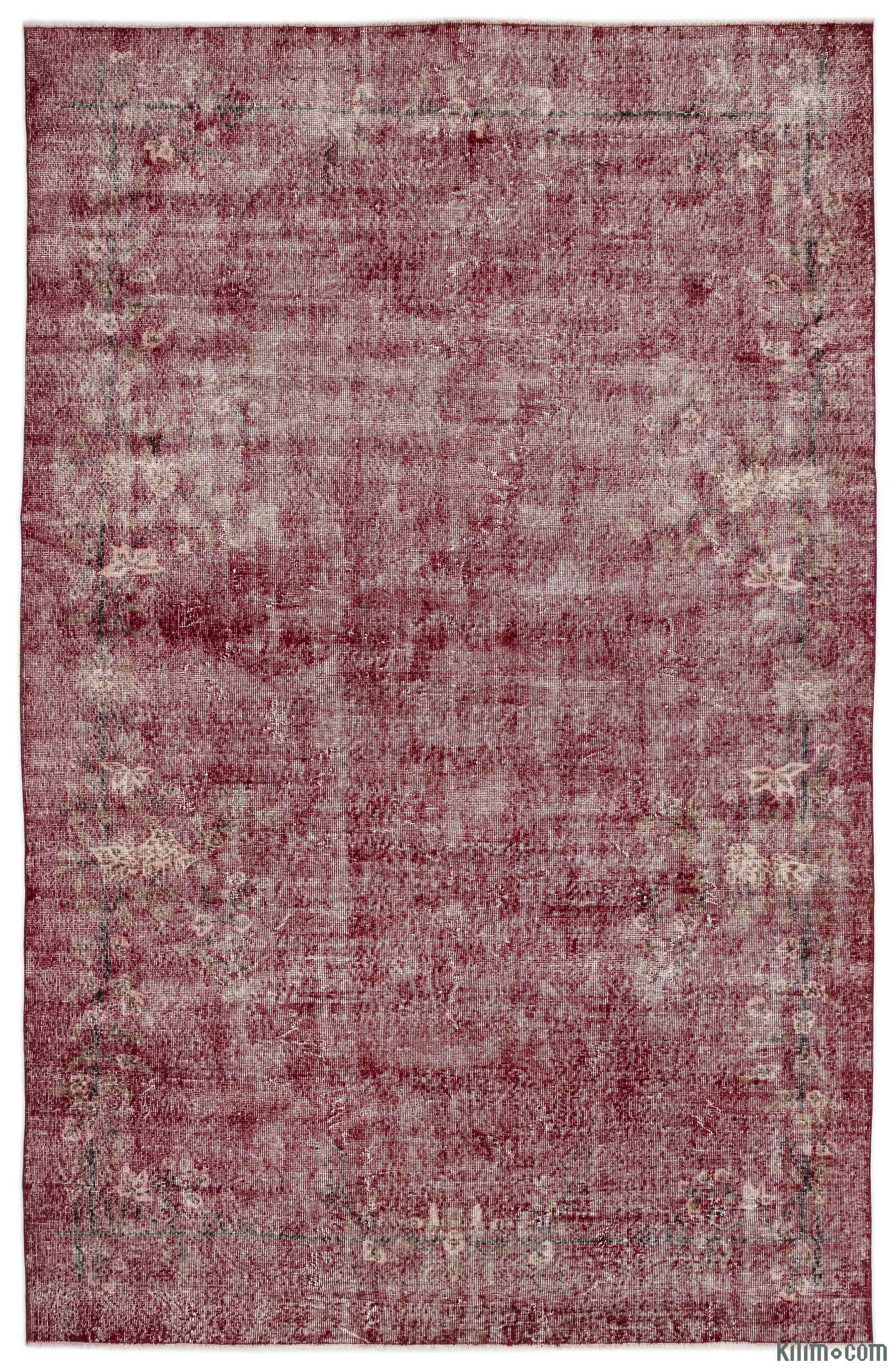 Red Over Dyed Turkish Vintage Rug 7 X 11 84 In 132
