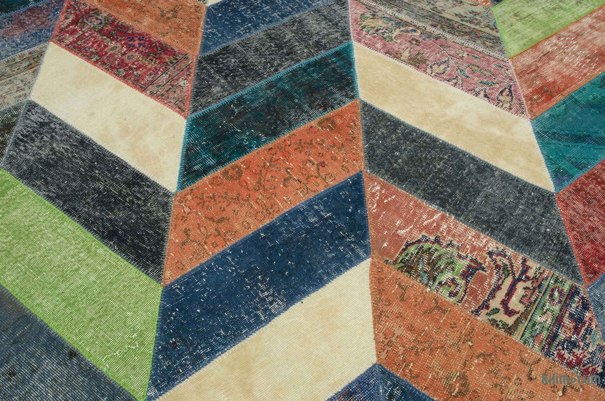 Twilight In Koi Pond >> K0020185 Multicolor Over-dyed Turkish Patchwork Rug - 8'1'' x 10'1'' (97 in. x 121 in.) Twilight In Koi Pond >> K0020185 Multicolor Over-dyed Turkish Patchwork Rug - 8'1'' x 10'1'' (97 in. x 121 in.)