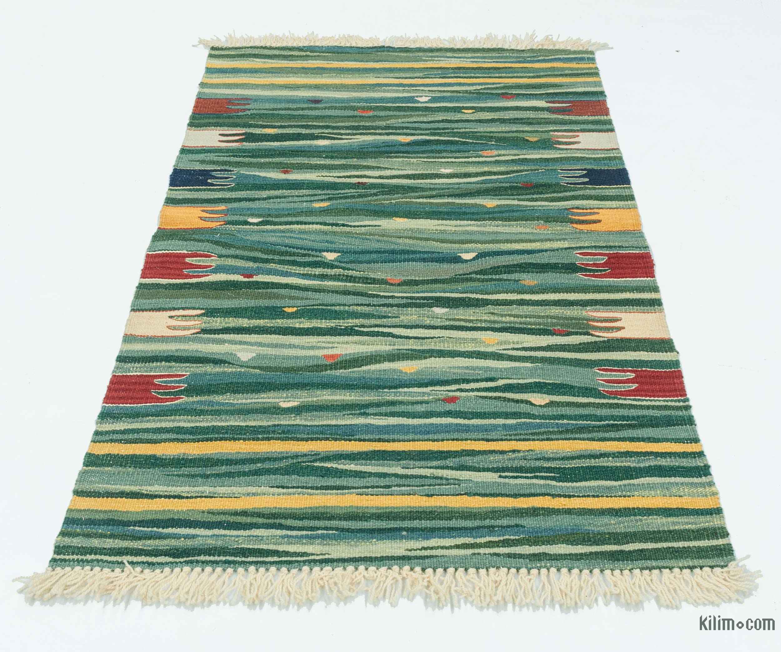 K0020769 Green New Handwoven Turkish Kilim Rug