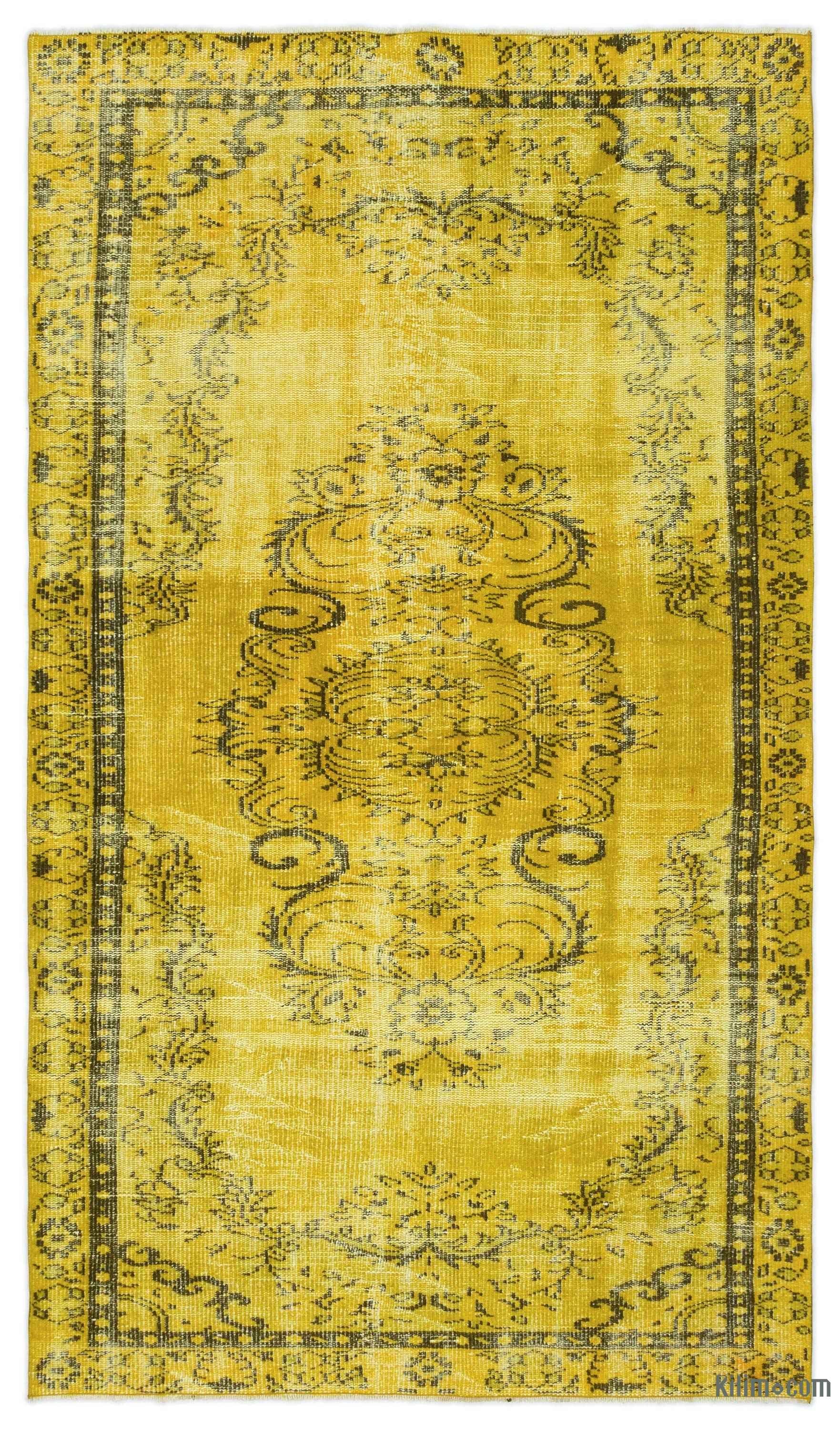 K0024252 Yellow Over Dyed Turkish Vintage Rug 4 10 X 8 5 58 Yellow Over Dyed Turkish Vintage Rug 4 10 X 8 5 58 In 101