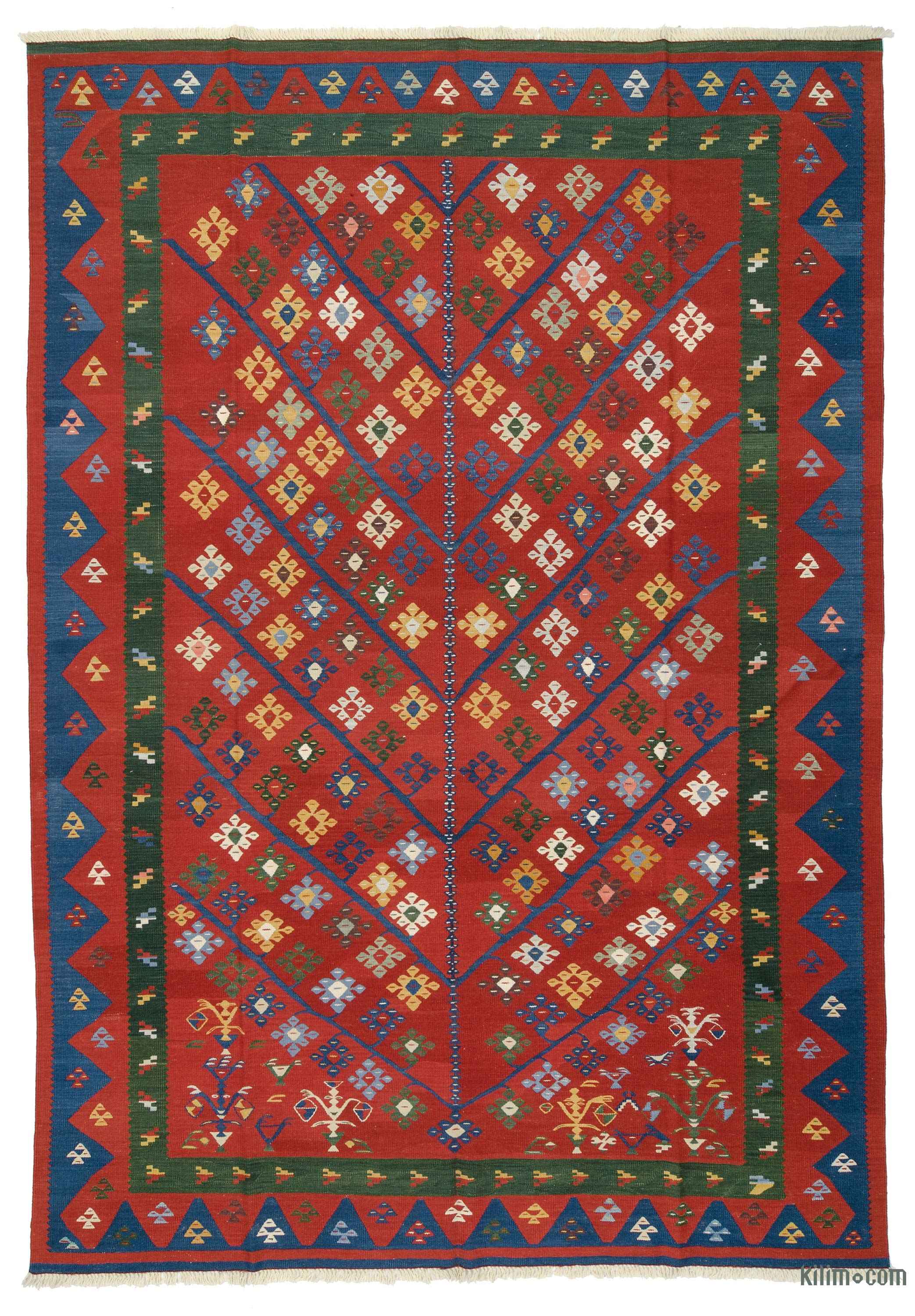 K0027667 Red New Handwoven Turkish Kilim Rug 8' x 11'7" (96 in. x 139