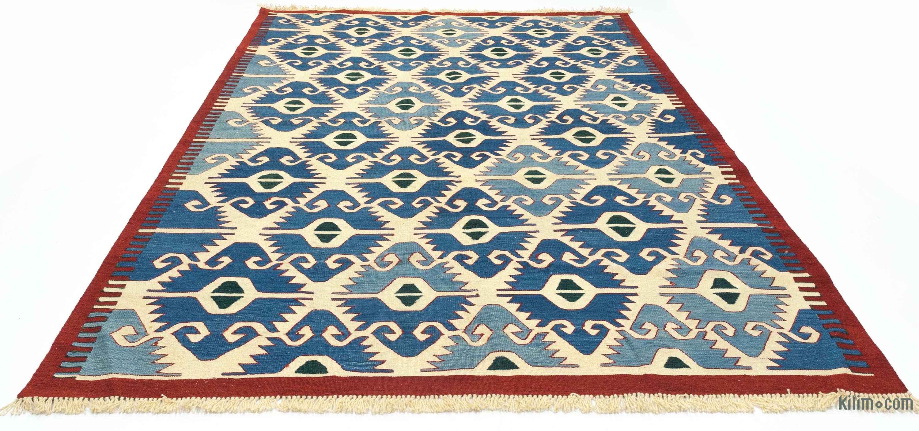 K0027795 Blue, Light Blue New Handwoven Turkish Kilim Rug 6'9" x 9'4