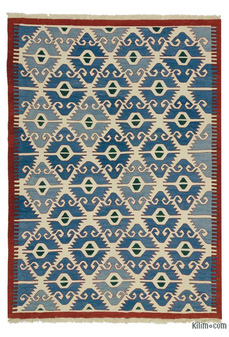K0027795 Blue, Light Blue New Handwoven Turkish Kilim Rug 6'9" x 9'4