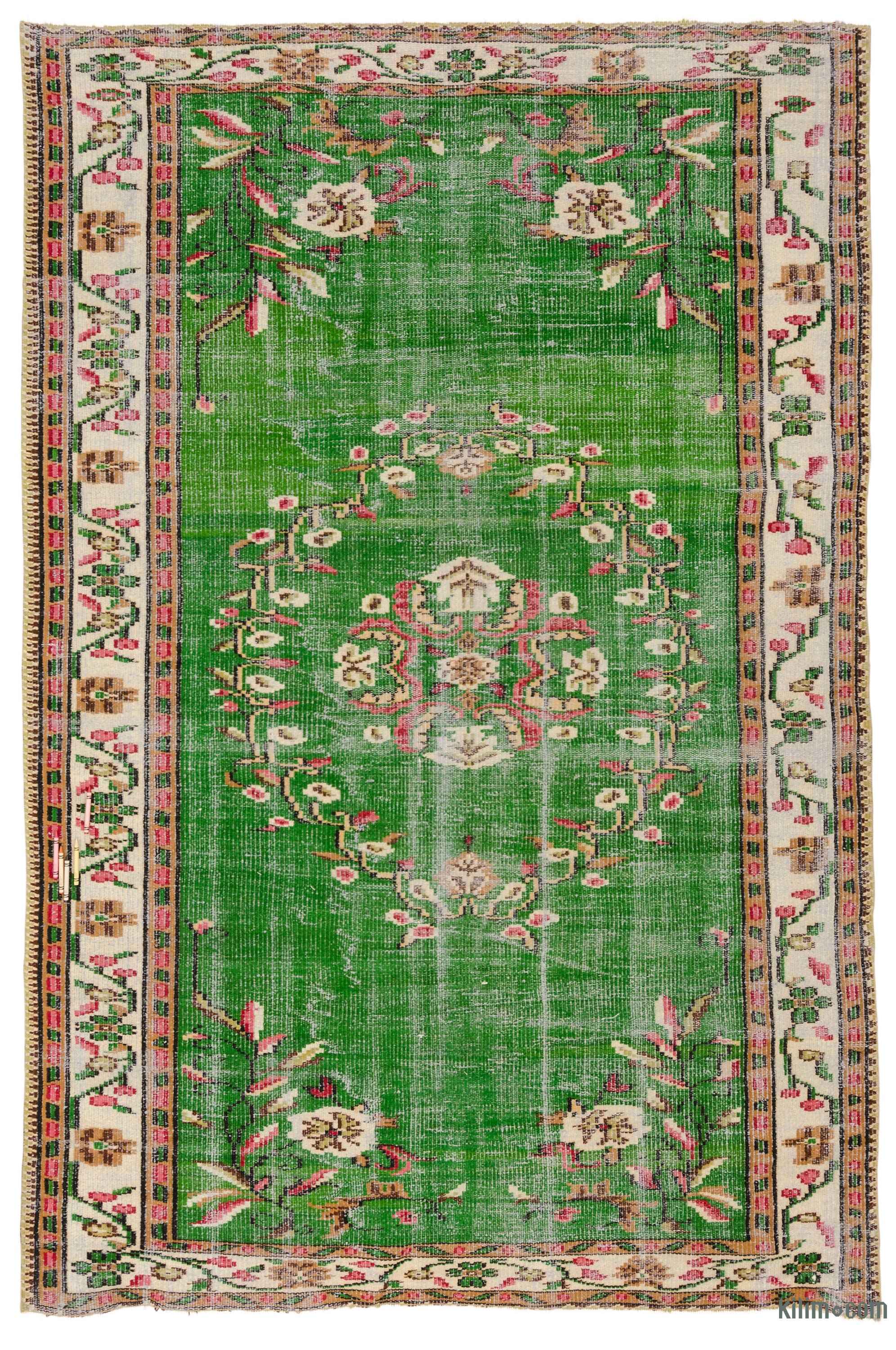 Green Turkish Vintage Area Rug 5 3 X 8 1 63 In 97
