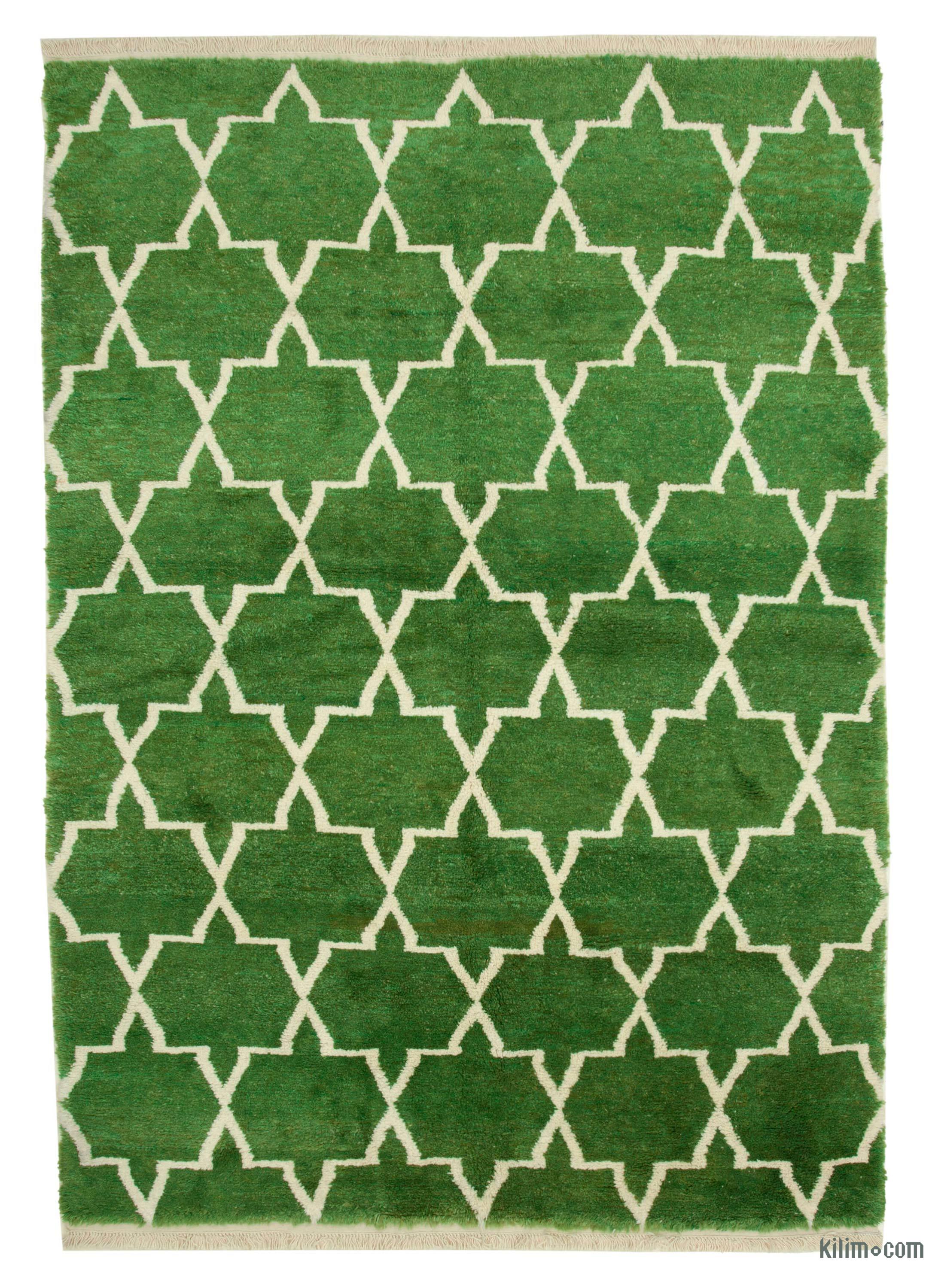 Green New Contemporary Hand Knotted Wool Area Rug 7 X 11 91 In 132